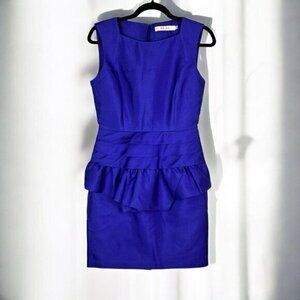 Reiss Blue Silk Wool Blend Square Neck Sleeveless Party/Cocktail Dress Size US 4
